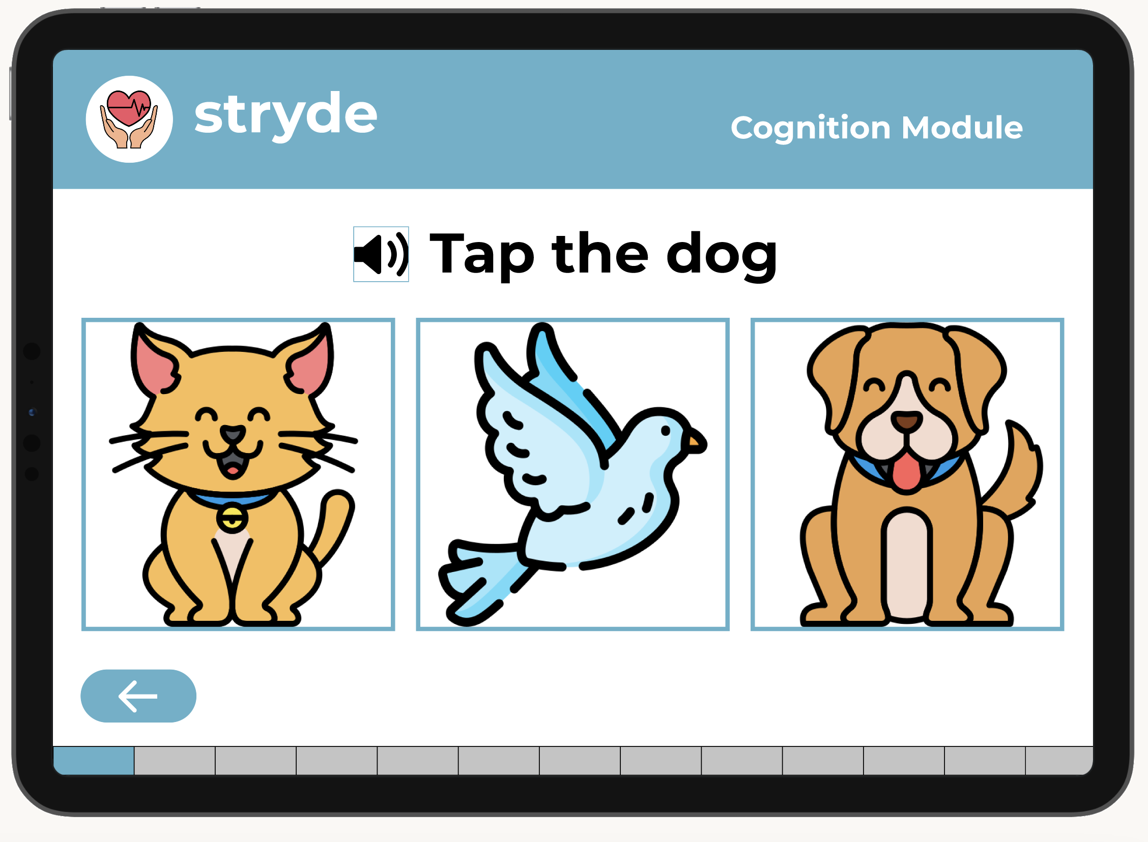Stryde cognitive assessment exercise